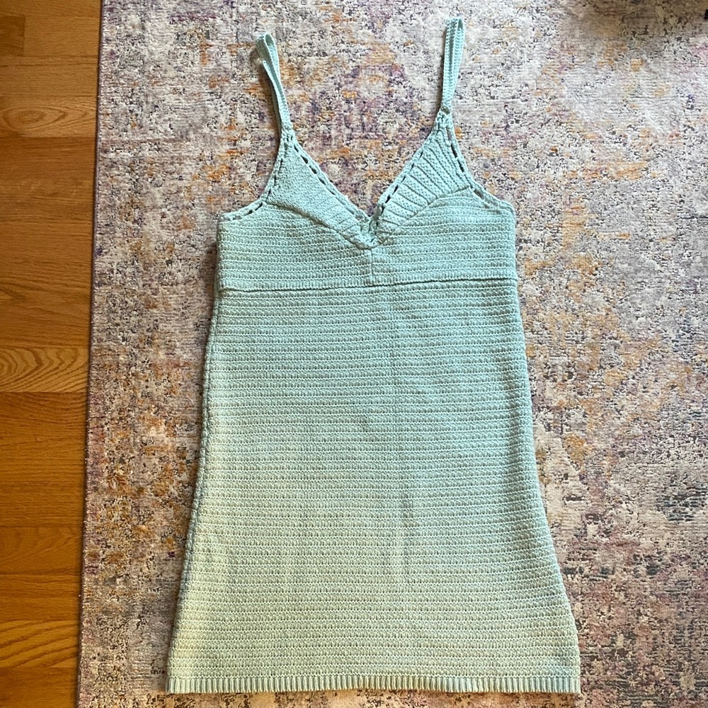 American Eagle Mint Green Crochet Slip Dress
